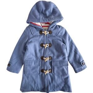 Mini Boden Girl's Blue Hooded Toggle Wool-blend Duffle Coat VGUC 5/6